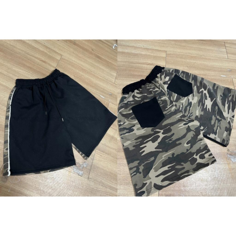 🎀TwinkleQ韓國代購-預購✈️東大門🔥南大門正韓 休閒短褲 迷彩 口袋 撞色 拼色 鬆緊 寬鬆 運動 短褲-細節圖7