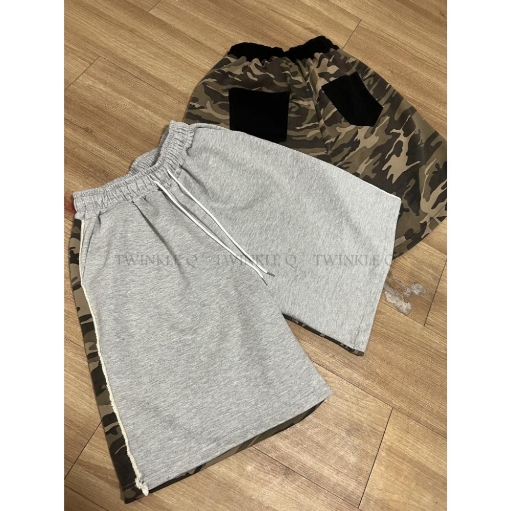 🎀TwinkleQ韓國代購-預購✈️東大門🔥南大門正韓 休閒短褲 迷彩 口袋 撞色 拼色 鬆緊 寬鬆 運動 短褲-細節圖9