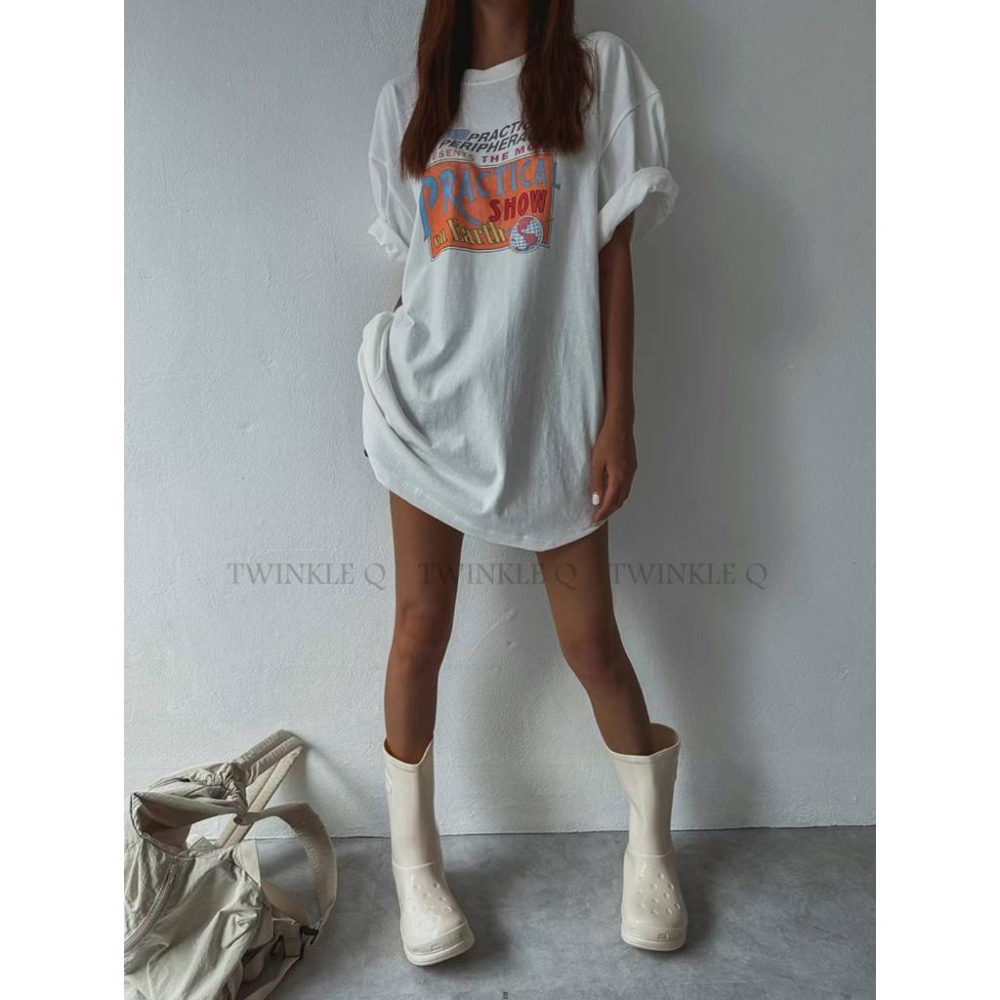 🎀Twinkle Q韓國代購-預購✈️東大門🔥南大門正韓 短袖t恤 男女中性字母 印花 休閒上衣 寬鬆 落肩t恤 短t-細節圖2