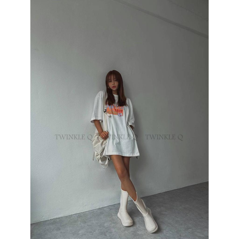 🎀Twinkle Q韓國代購-預購✈️東大門🔥南大門正韓 短袖t恤 男女中性字母 印花 休閒上衣 寬鬆 落肩t恤 短t-細節圖4