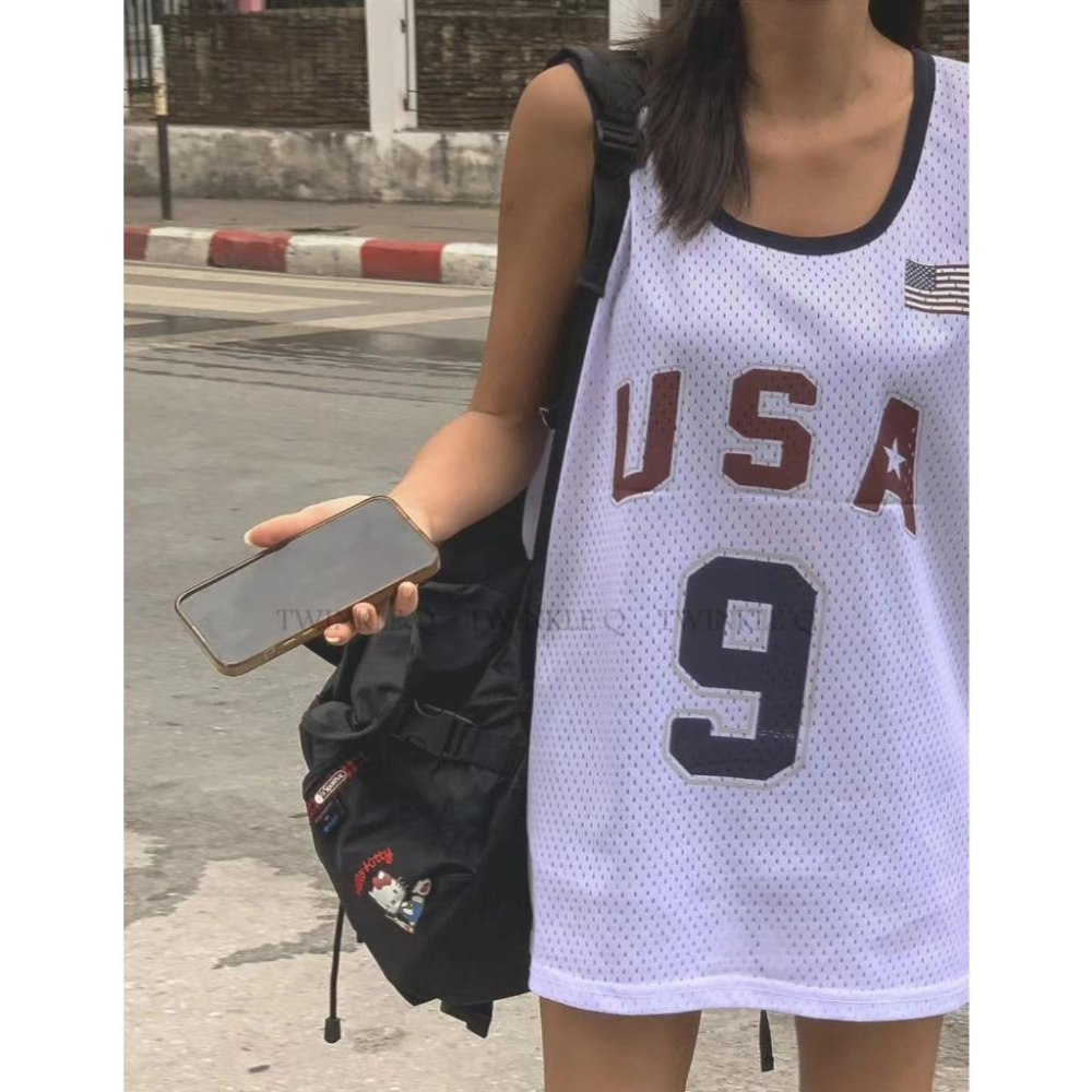 🎀Twinkle Q韓國代購-預購✈️東大門🔥南大門正韓 無袖背心 USA 運動背心 寬鬆 韓國t恤 無袖t恤 男女中性-細節圖3