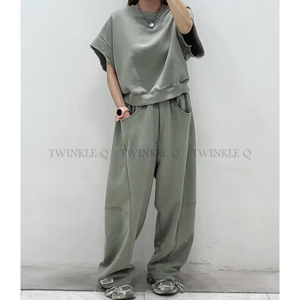 🎀TwinkleQ韓國代購-預購✈️東大門🔥南大門正韓 休閒長褲 素色 百搭 貼布 鬆緊 居家 運動 長褲-細節圖2