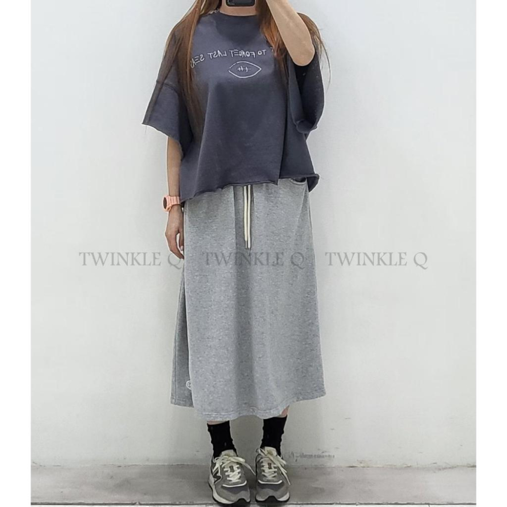 🎀TwinkleQ韓國代購-預購✈️東大門🔥南大門正韓 休閒長裙 刺繡 A字裙 鬆緊 舒適 居家 長裙-細節圖5