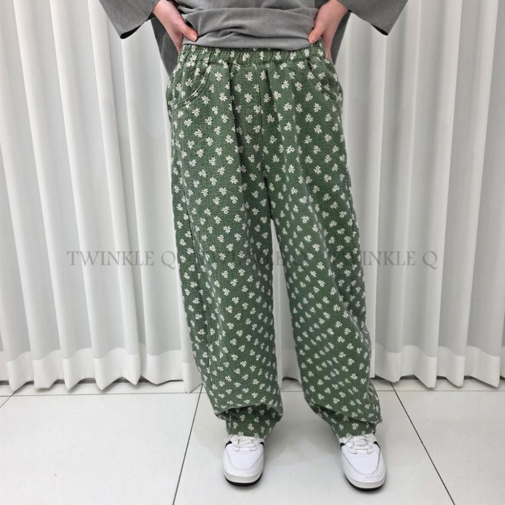 🎀TwinkleQ韓國代購-預購✈️東大門🔥南大門正韓 休閒長褲  復古 碎花 寬鬆 鬆緊  長褲-細節圖2