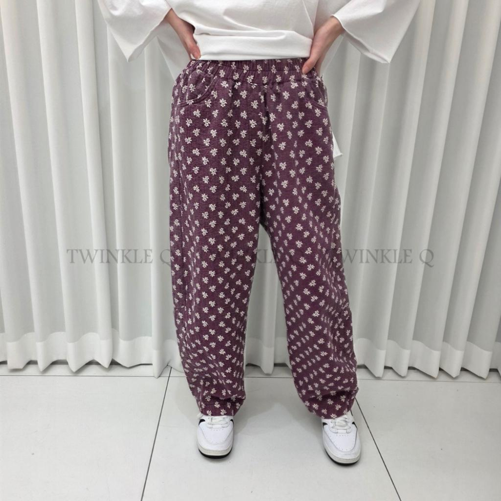 🎀TwinkleQ韓國代購-預購✈️東大門🔥南大門正韓 休閒長褲  復古 碎花 寬鬆 鬆緊  長褲-細節圖5