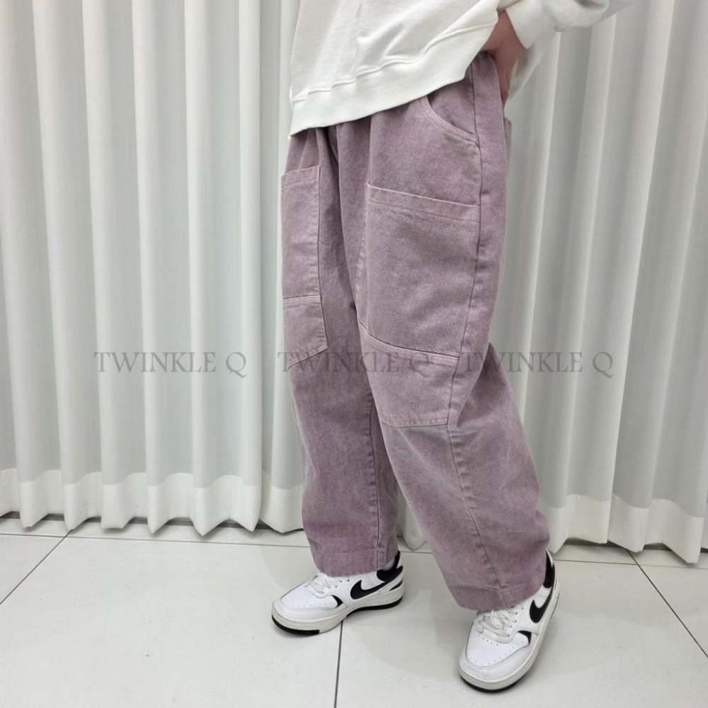 🎀TwinkleQ韓國代購-預購✈️東大門🔥南大門正韓 休閒長褲 素色 水洗 寬鬆 工裝褲 口袋 闊腿 長褲-細節圖3