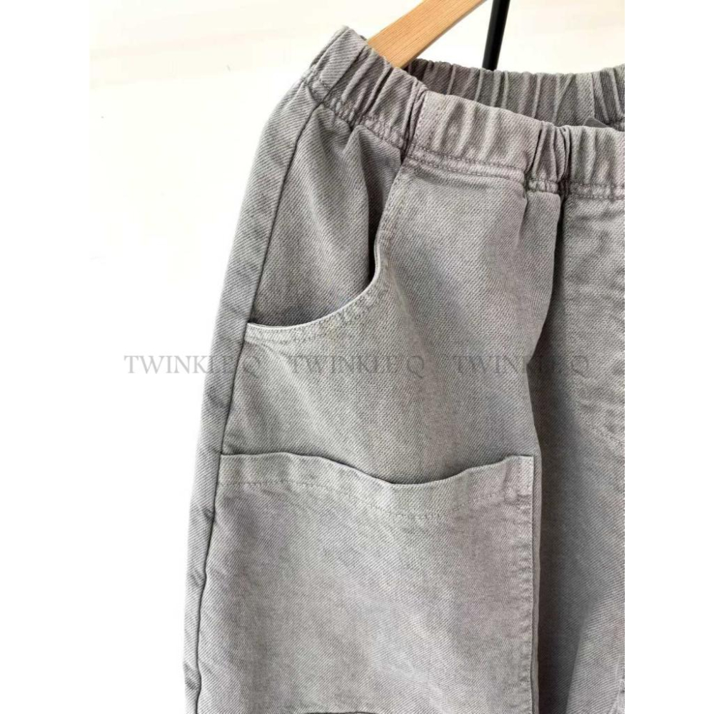 🎀TwinkleQ韓國代購-預購✈️東大門🔥南大門正韓 休閒長褲 素色 水洗 寬鬆 工裝褲 口袋 闊腿 長褲-細節圖4