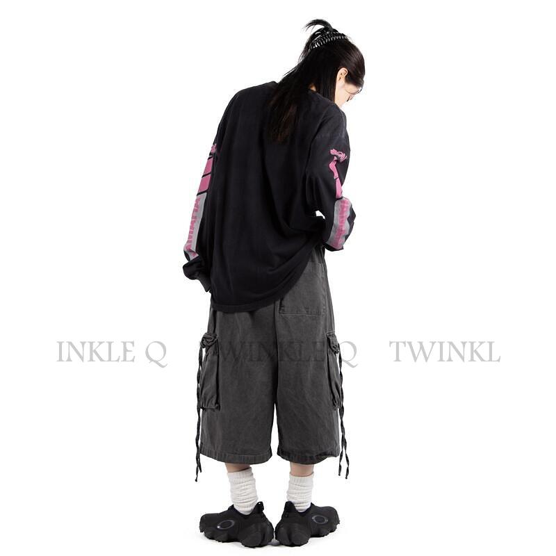 🎀Twinkle Q韓國代購-預購✈️東大門🔥南大門正韓 休閒短褲 素色 百搭 水洗 復古 寬鬆 工裝短褲 短褲 中性-細節圖8
