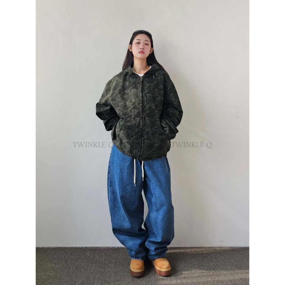 🎀TwinkleQ韓國代購-預購✈️東大門🔥南大門正韓 休閒外套 男女中性 迷彩 連帽外套 連帽拉鍊外套 迷彩外套-細節圖4