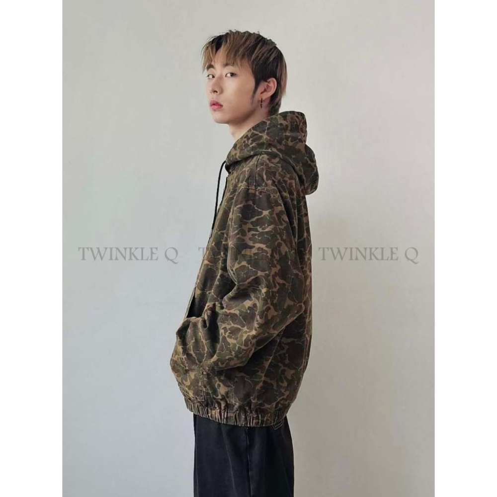 🎀TwinkleQ韓國代購-預購✈️東大門🔥南大門正韓 休閒外套 男女中性 迷彩 連帽外套 連帽拉鍊外套 迷彩外套-細節圖7