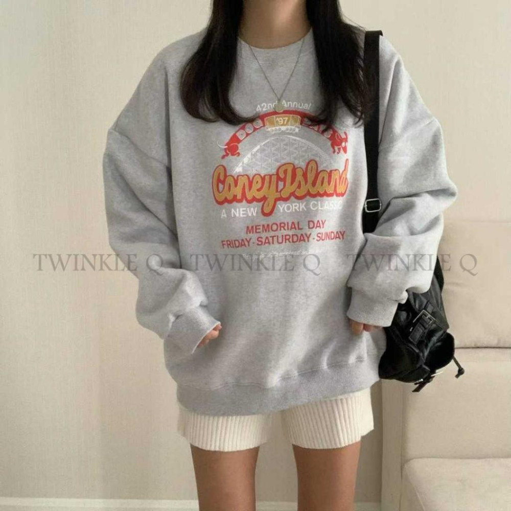 🎀TwinkleQ韓國代購-預購✈️東大門🔥南大門正韓 大學t 字母印花 拉絨 休閒 寬鬆 長t 大學踢-細節圖5