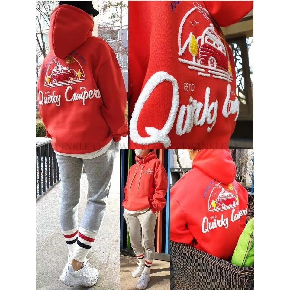 🎀Twinkle Q韓國代購-預購✈️東大門🔥南大門正韓 連帽t恤 圖案 刺繡 刷毛 寬鬆 連帽上衣 帽t 男女 中性-細節圖7