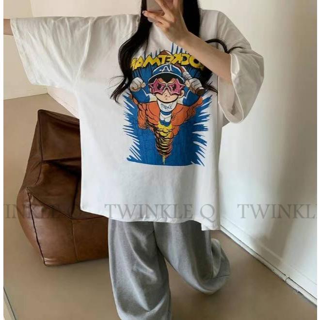 🎀Twinkle Q韓國代購(現貨＋預購) ✈️東大門🔥南大門正韓🇰🇷 短袖t恤 棒球卡通人物 韓國t恤 短t 男女中性-細節圖4