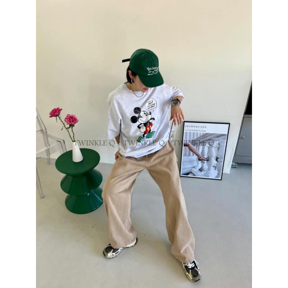 🎀Twinkle Q🎀韓國代購-預購✈️東大門🔥米奇 卡通圖案 印花 短袖T恤 休閒上衣 男女 中性-細節圖3