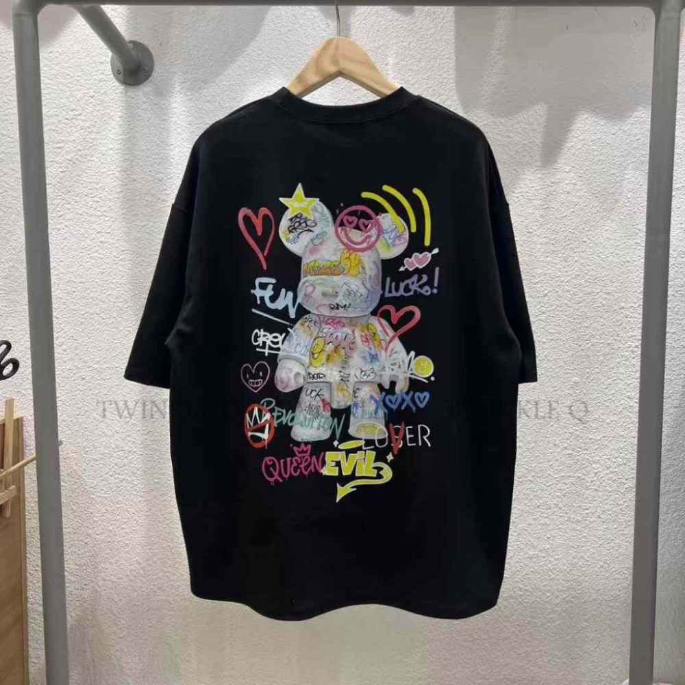 🎀Twinkle Q韓國代購(現貨+預購)✈️東大門🔥南大門正韓 短袖t恤 塗鴨積木小熊 潮t 韓國t恤 短t 男女中性-細節圖5