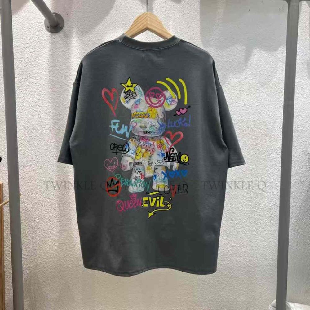 🎀Twinkle Q韓國代購(現貨+預購)✈️東大門🔥南大門正韓 短袖t恤 塗鴨積木小熊 潮t 韓國t恤 短t 男女中性-細節圖7