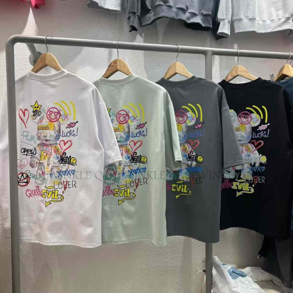 🎀Twinkle Q韓國代購(現貨+預購)✈️東大門🔥南大門正韓 短袖t恤 塗鴨積木小熊 潮t 韓國t恤 短t 男女中性-細節圖9