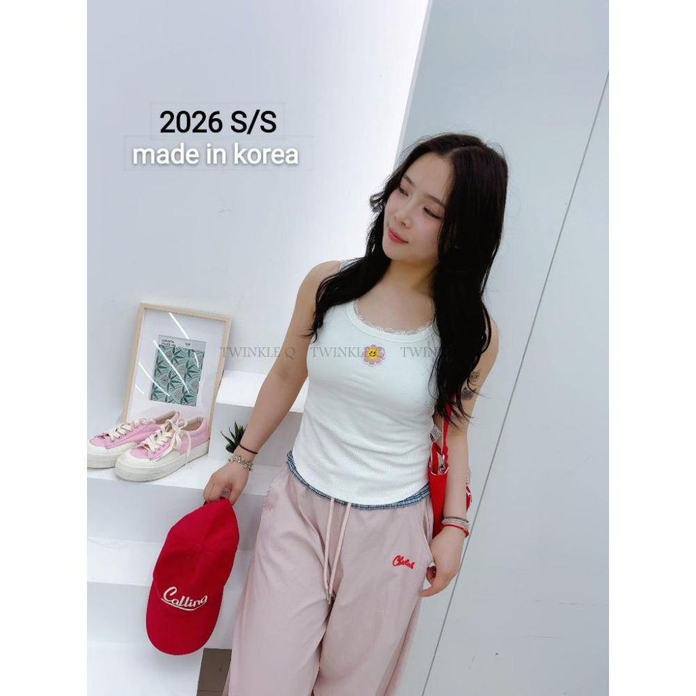 🎀TwinkleQ韓國代購BUY好物-預購✈️正韓🇰🇷 無袖背心 微笑花朵 蕾絲 無袖上衣 背心-細節圖4