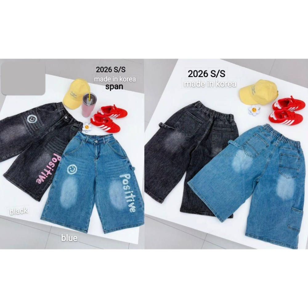 🎀TwinkleQ韓國代購BUY好物-預購✈️正韓🇰🇷 牛仔短褲 字母 手繪 刷白 鬆緊 口袋 寬鬆 休閒 牛仔褲 短褲-細節圖8