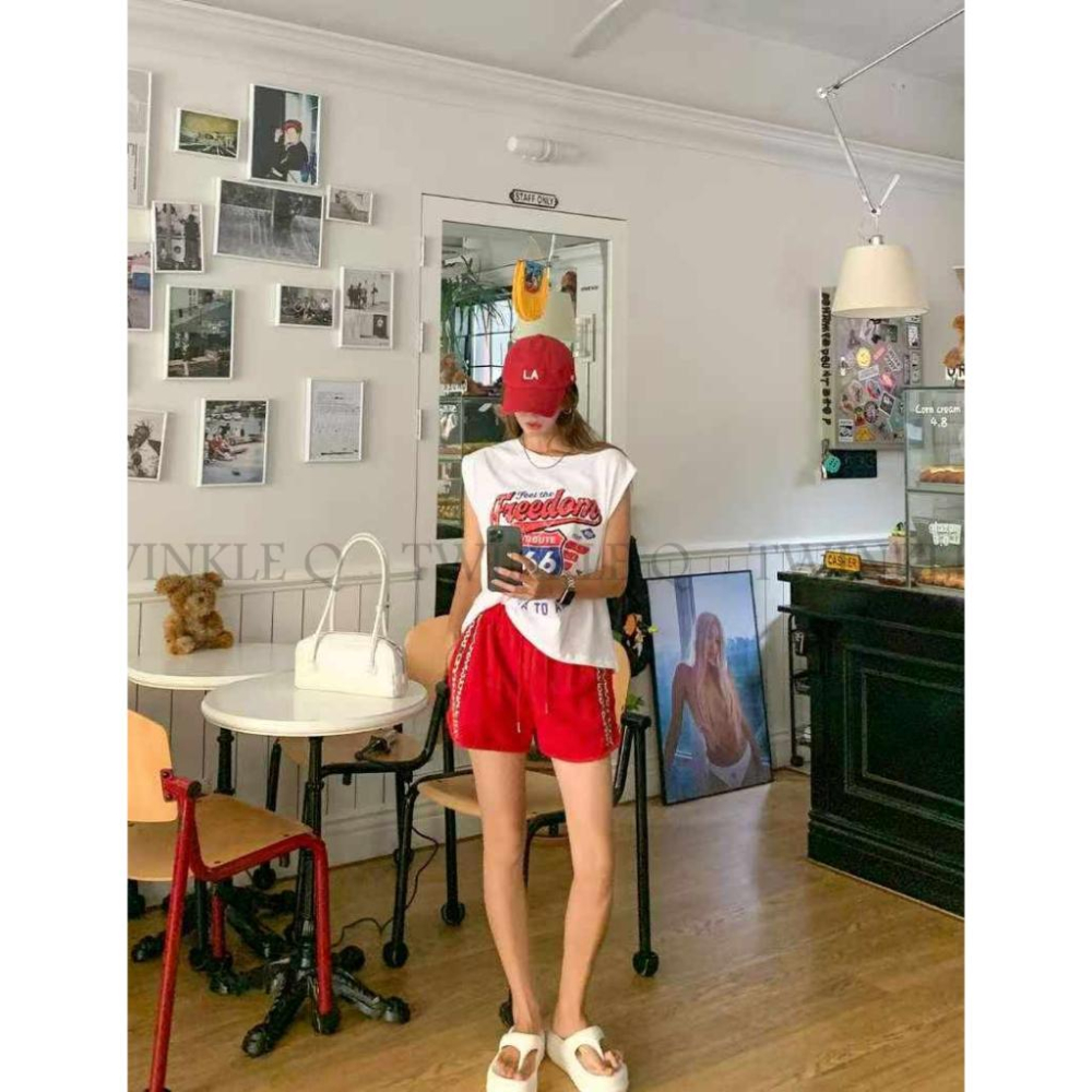 🎀TwinkleQ韓國代購BUY好物-預購✈️正韓🇰🇷 無袖背心 美式風格 圖案印花 休閒 無袖上衣 背心-細節圖6