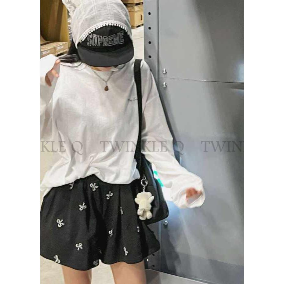 🎀TwinkleQ韓國代購BUY好物-預購✈️正韓🇰🇷 休閒短褲 蝴蝶結 刺繡 鬆緊 居家 短褲-細節圖4