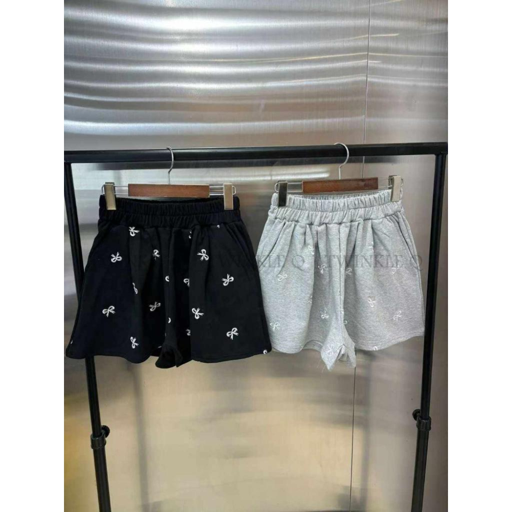 🎀TwinkleQ韓國代購BUY好物-預購✈️正韓🇰🇷 休閒短褲 蝴蝶結 刺繡 鬆緊 居家 短褲-細節圖7