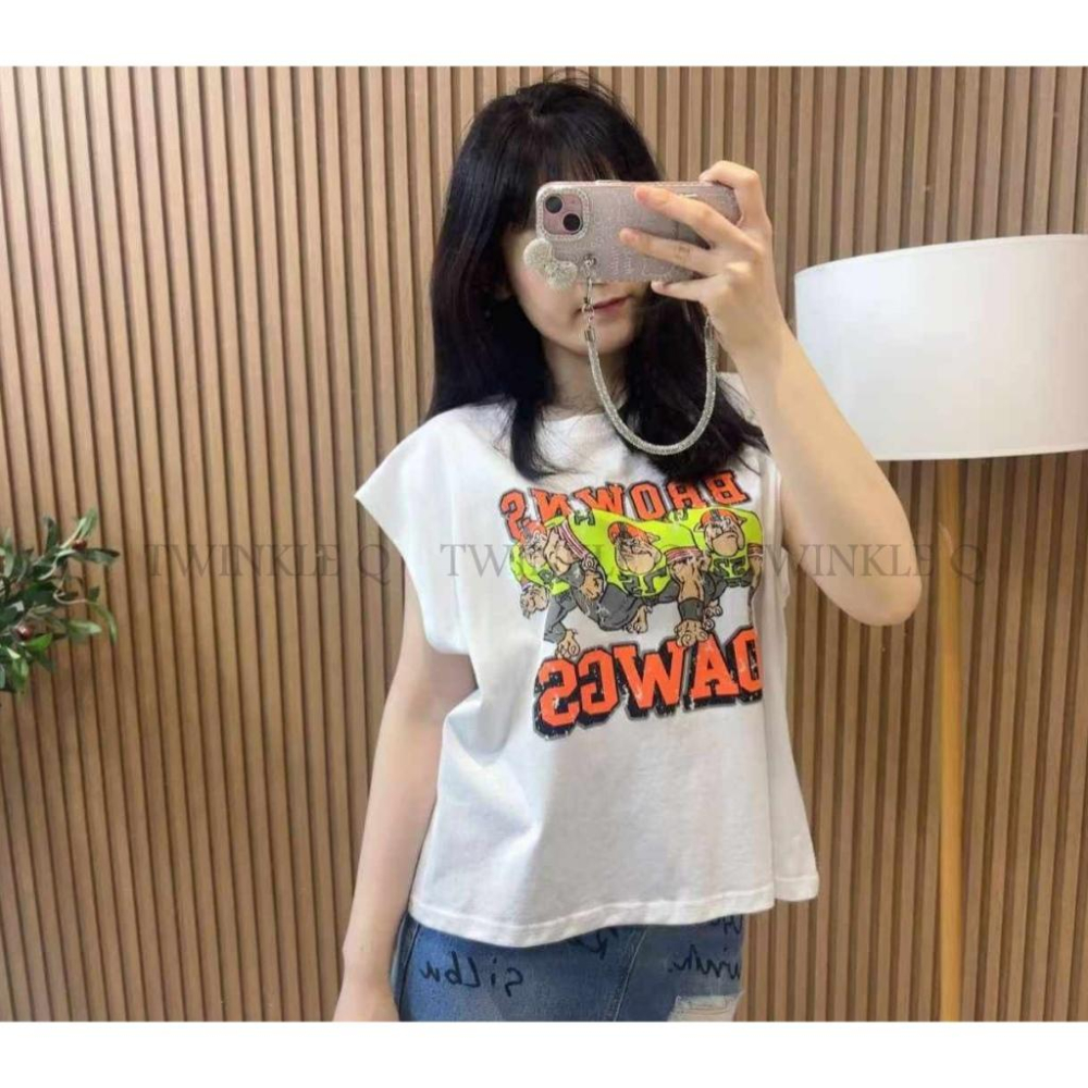 🎀TwinkleQ韓國代購BUY好物-預購✈️正韓🇰🇷 無袖背心 鬥牛犬 小飛袖 修飾肩膀線條 休閒上衣 無袖上衣 背心-細節圖2