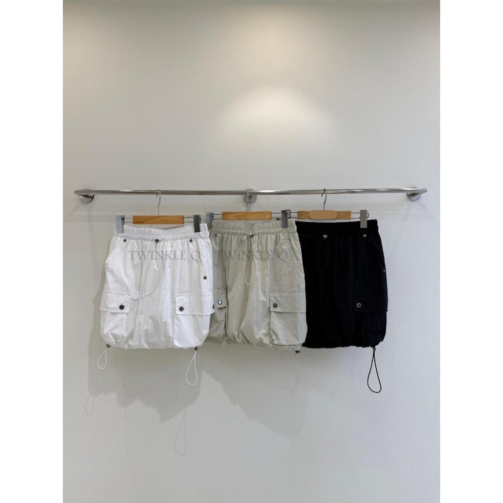 🎀TwinkleQ韓國代購BUY好物-預購✈️正韓🇰🇷 休閒短裙 素色 工裝裙 內裡 鬆緊 拉繩 短裙-細節圖9