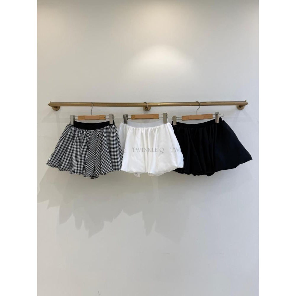 🎀TwinkleQ韓國代購BUY好物-預購✈️正韓🇰🇷 休閒短裙 格紋 撞色 鬆緊 A 字裙 澎澎花苞裙 裙子-細節圖9