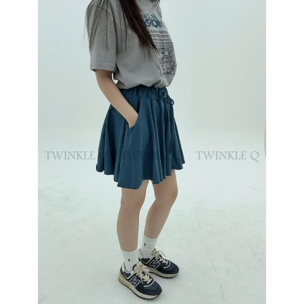 🎀TwinkleQ韓國代購BUY好物-預購✈️正韓🇰🇷 休閒短裙 蝴蝶結抽繩 鬆緊 A字澎澎裙 口袋 寬鬆 裙子-細節圖2