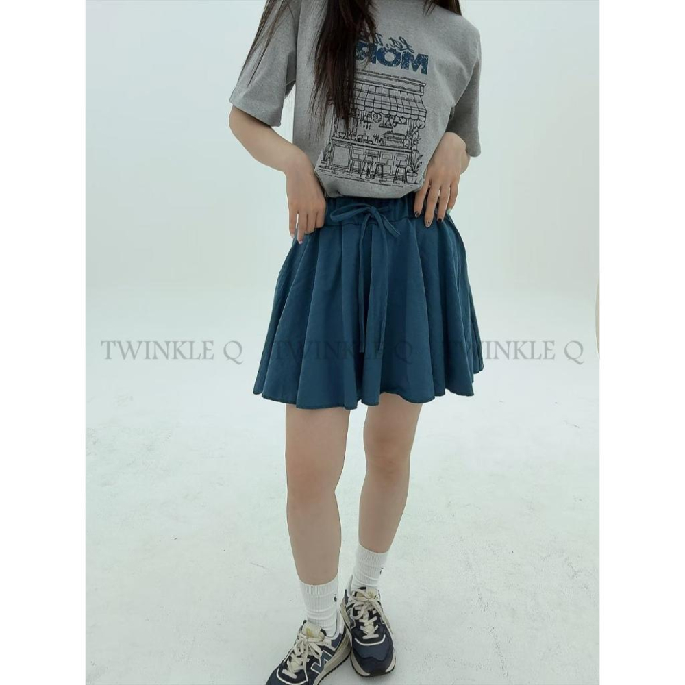 🎀TwinkleQ韓國代購BUY好物-預購✈️正韓🇰🇷 休閒短裙 蝴蝶結抽繩 鬆緊 A字澎澎裙 口袋 寬鬆 裙子-細節圖3