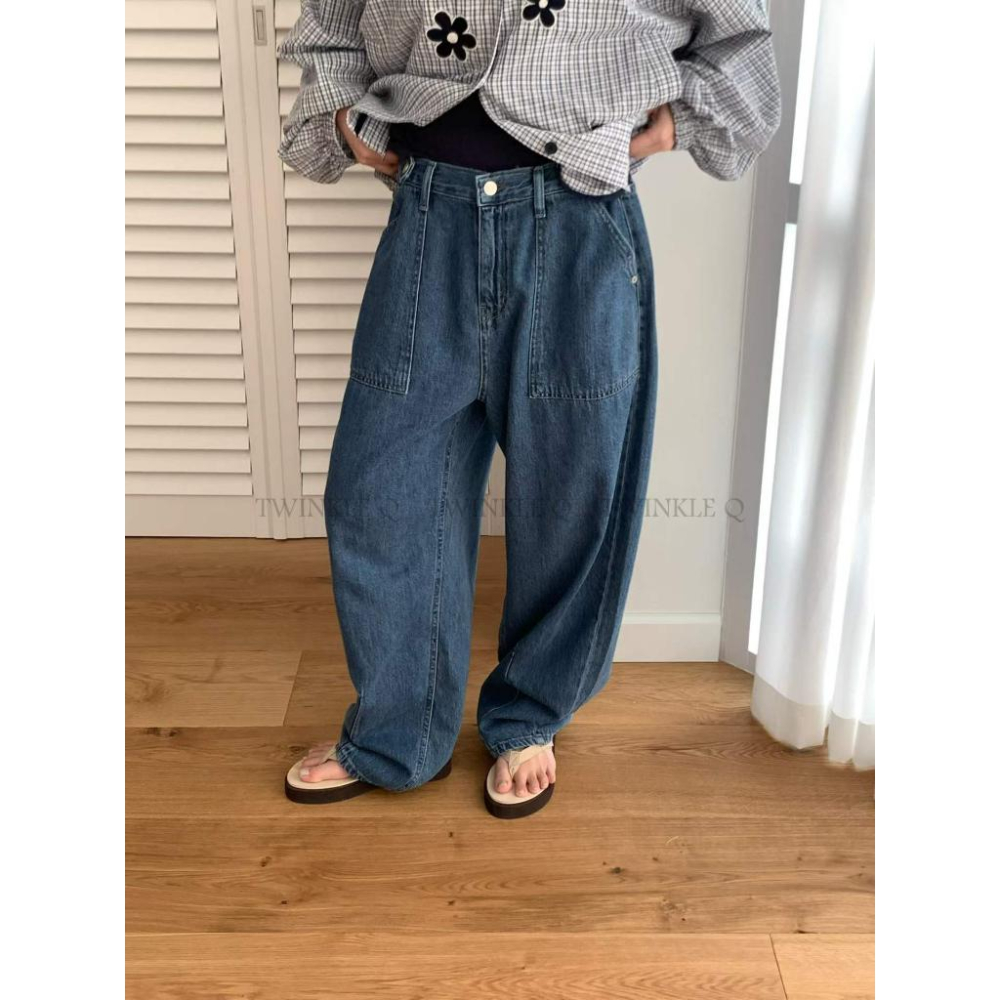 🎀TwinkleQ韓國代購BUY好物-預購✈️正韓🇰🇷 牛仔長褲 大口袋 寬鬆 休閒長褲  牛仔褲-細節圖4