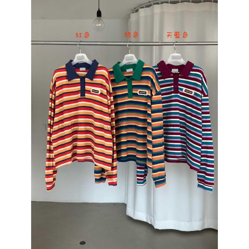 🎀TwinkleQ韓國代購BUY好物-預購✈️正韓🇰🇷 長袖襯衫 條紋 撞色 蕾絲 貼布 寬鬆的落肩設計不挑身形 襯衫-細節圖4