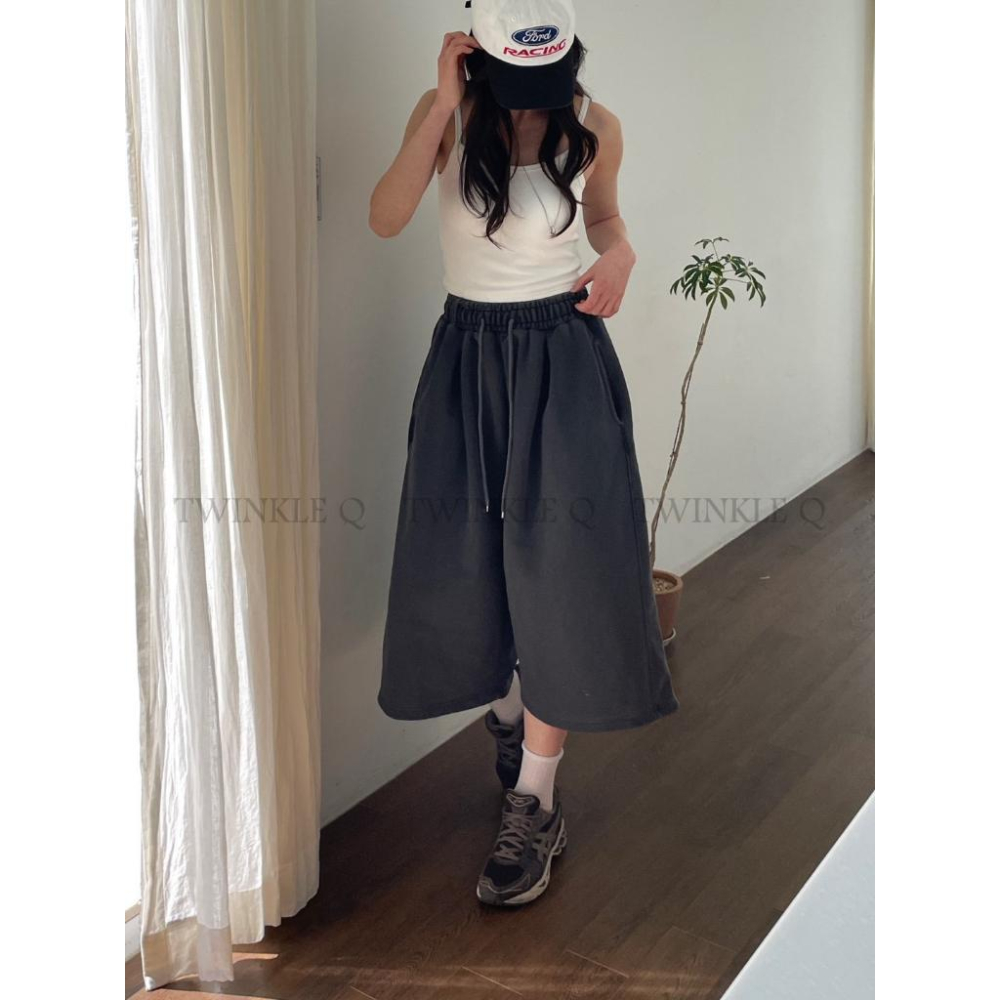 🎀TwinkleQ韓國代購BUY好物-預購✈️正韓🇰🇷 休閒短褲 素色 百搭 鬆緊 水洗 韓國空運 居家 運動 短褲-細節圖3