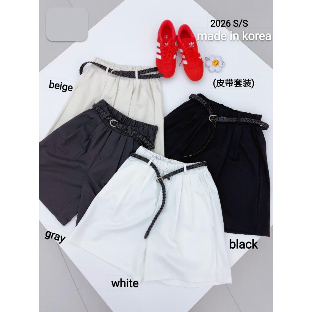 🎀TwinkleQ韓國代購BUY好物-預購✈️正韓🇰🇷 休閒短褲 壓褶 寬鬆 鬆緊 編織腰帶 正韓空運 短褲-細節圖7