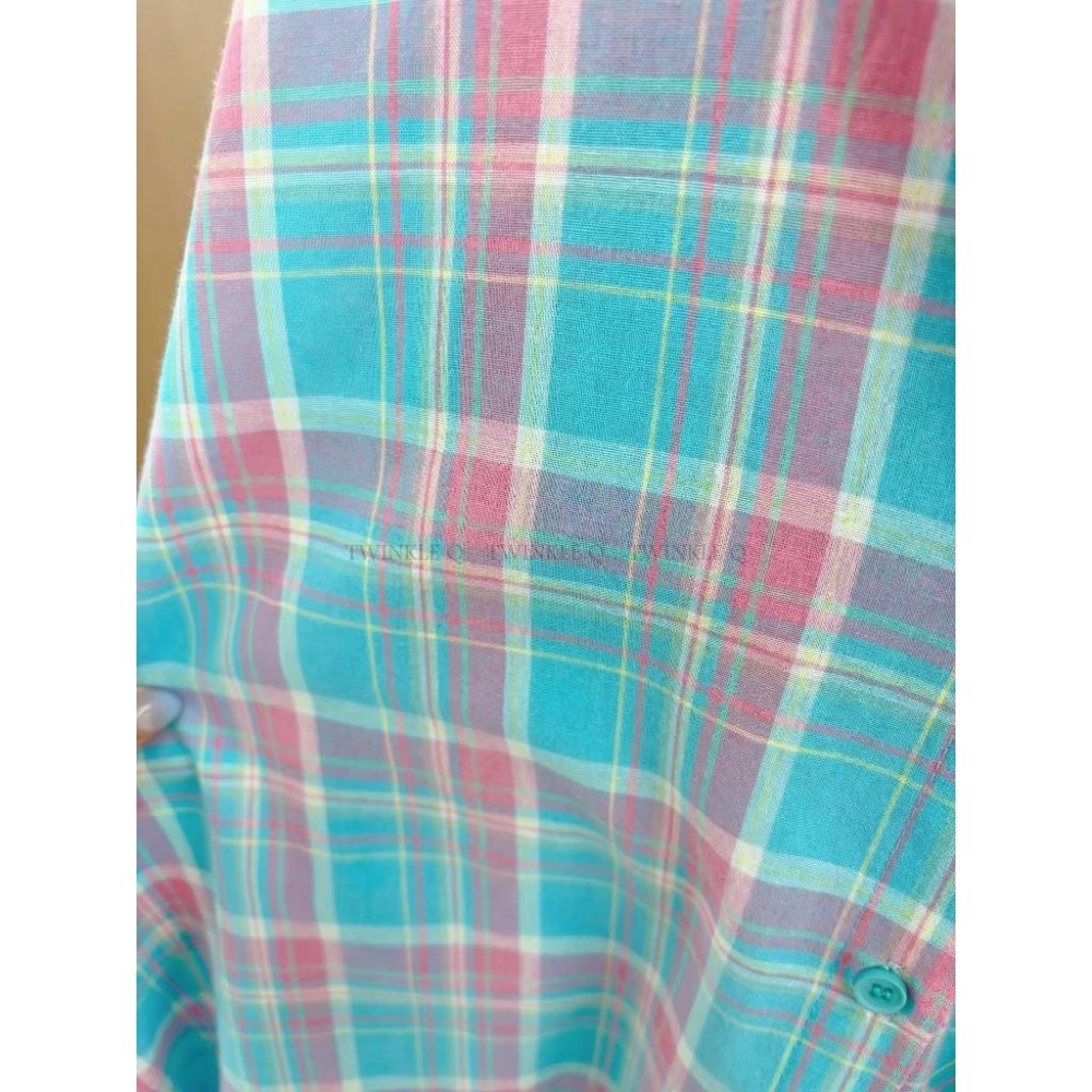 🎀TwinkleQ韓國代購BUY好物-預購✈️正韓🇰🇷 長袖襯衫 格紋 寬鬆 落肩 襯衫外套 貼布 襯衫-細節圖6