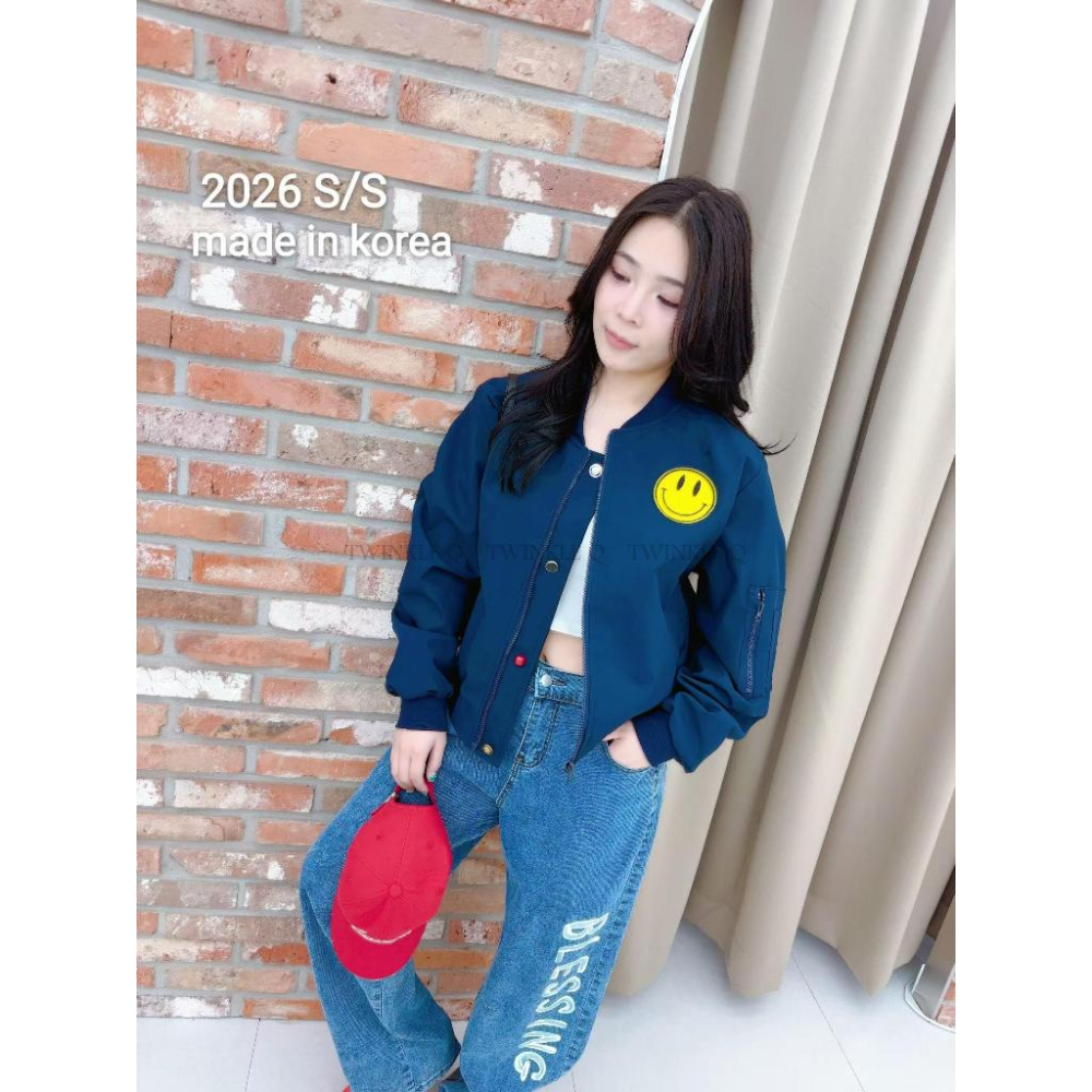 🎀TwinkleQ韓國代購BUY好物-預購✈️正韓🇰🇷 休閒外套 笑臉 口袋 棒球外套 撞色 正韓空運 外套-細節圖4