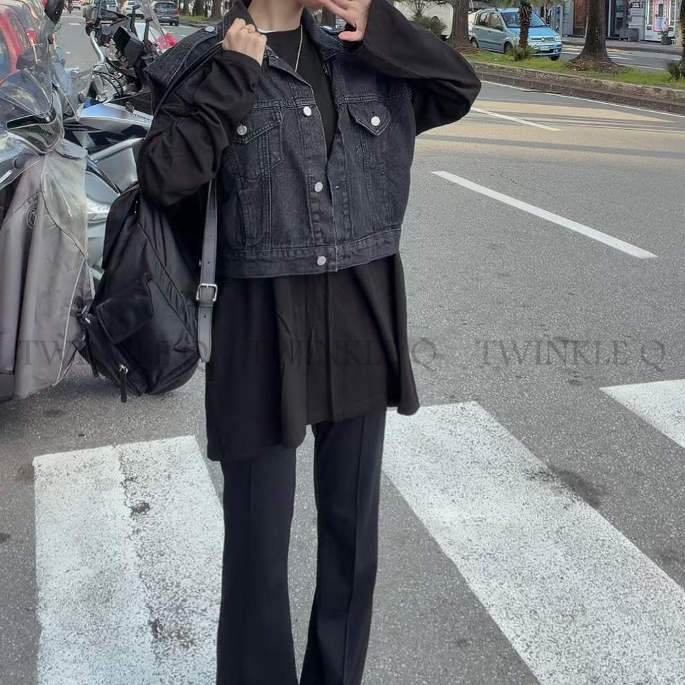 🎀TwinkleQ韓國代購BUY好物-預購✈️正韓🇰🇷 背心外套 美式復古 口袋 貼布 短版 寬鬆 牛仔背心外套-細節圖2