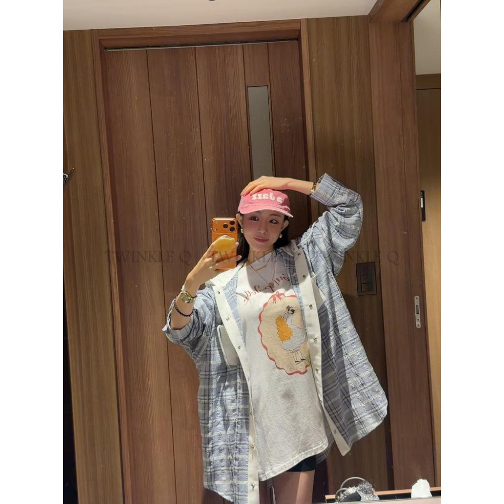 🎀TwinkleQ韓國代購BUY好物-預購✈️正韓🇰🇷 連帽襯衫 撞色連帽格紋襯衫外套 口袋 長袖襯衫 格紋 休閒 襯衫-細節圖3