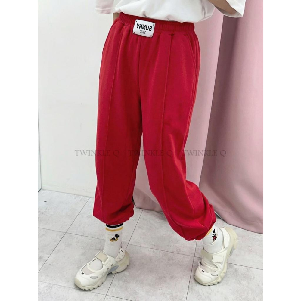 🎀TwinkleQ韓國代購BUY好物-預購✈️正韓🇰🇷 休閒長褲 素色 貼布 束口褲 居家 運動 長褲-細節圖2