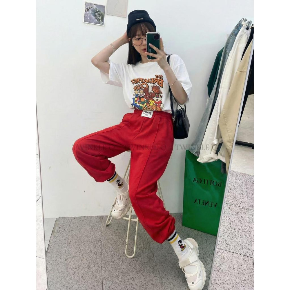🎀TwinkleQ韓國代購BUY好物-預購✈️正韓🇰🇷 休閒長褲 素色 貼布 束口褲 居家 運動 長褲-細節圖4