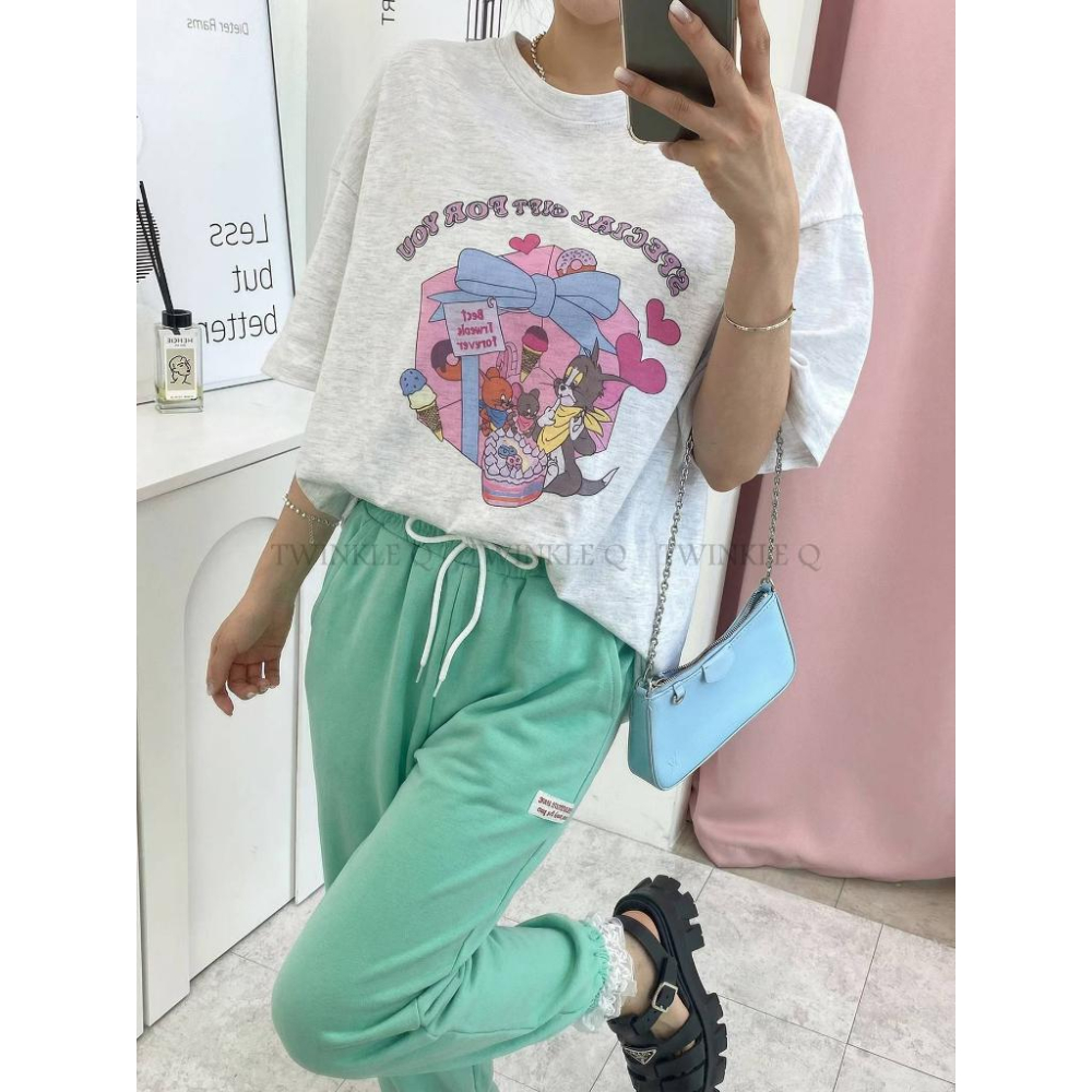 🎀TwinkleQ韓國代購BUY好物-預購✈️正韓🇰🇷 休閒長褲 蕾絲 鬆緊 貼布 束口褲 居家 運動 長褲-細節圖6