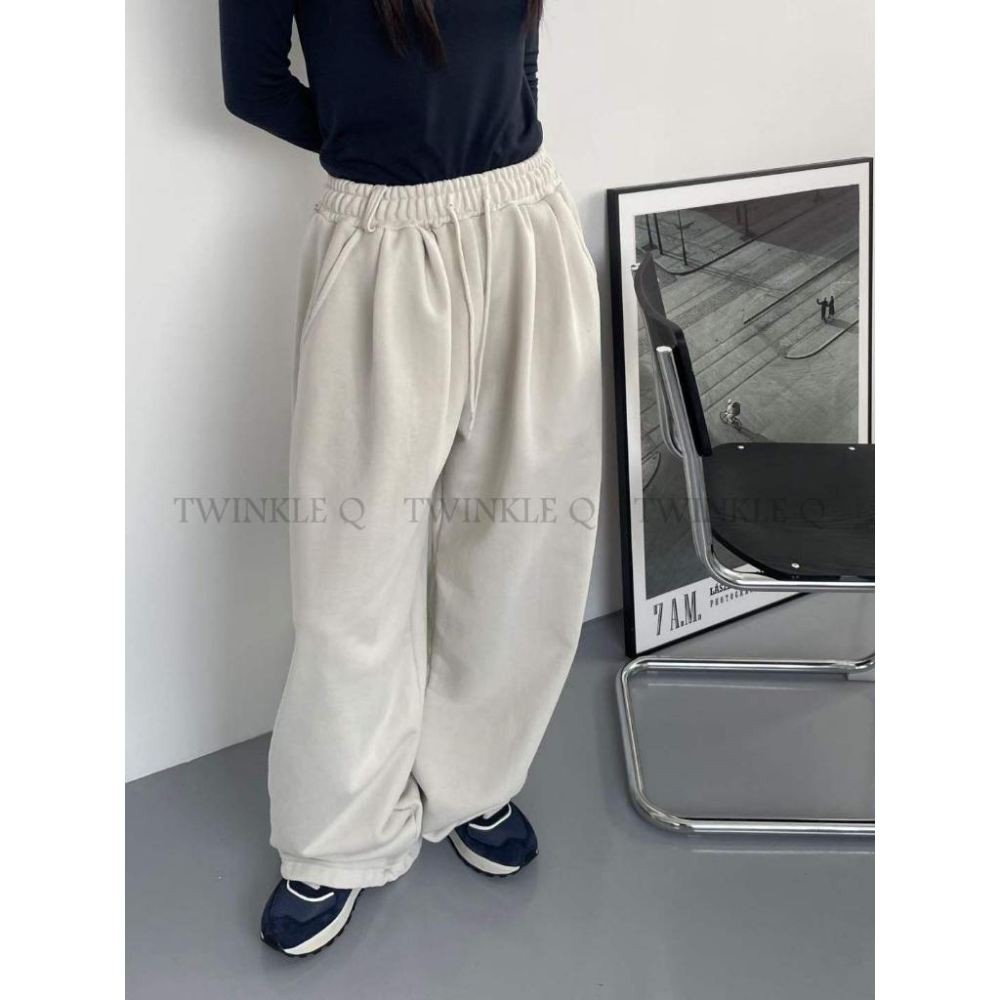 🎀TwinkleQ韓國代購BUY好物-預購✈️正韓🇰🇷 休閒長褲 素色 水洗 鬆緊 拉繩 寬鬆長褲 居家 運動 長褲-細節圖6