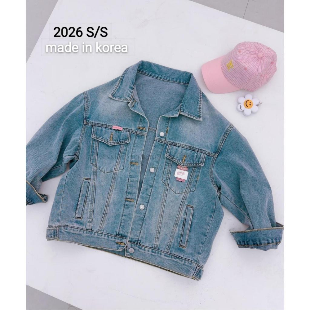 🎀TwinkleQ韓國代購BUY好物-預購✈️正韓🇰🇷 牛仔外套 笑臉 字母 貼布 休閒外套 牛仔布 外套-細節圖5
