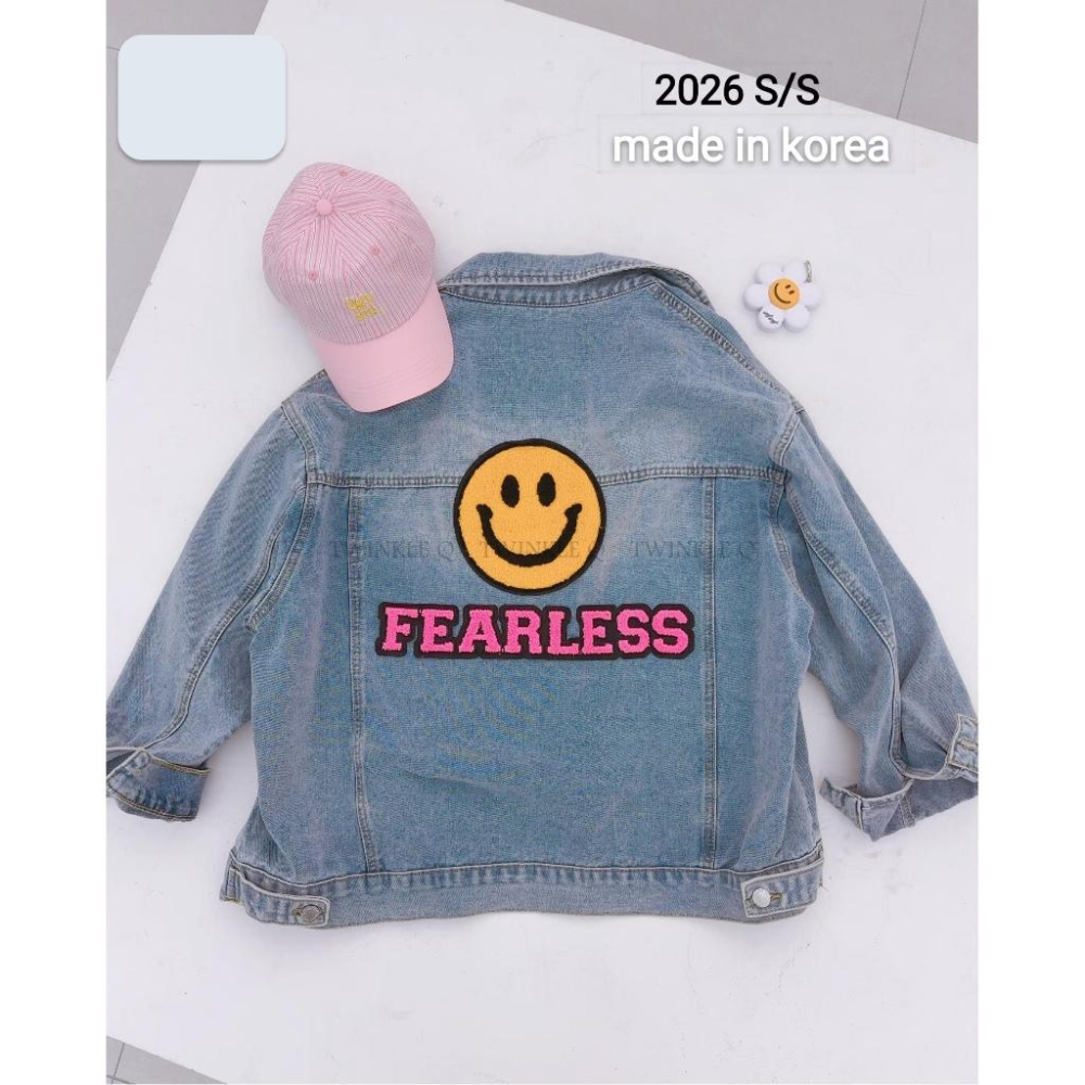 🎀TwinkleQ韓國代購BUY好物-預購✈️正韓🇰🇷 牛仔外套 笑臉 字母 貼布 休閒外套 牛仔布 外套-細節圖6