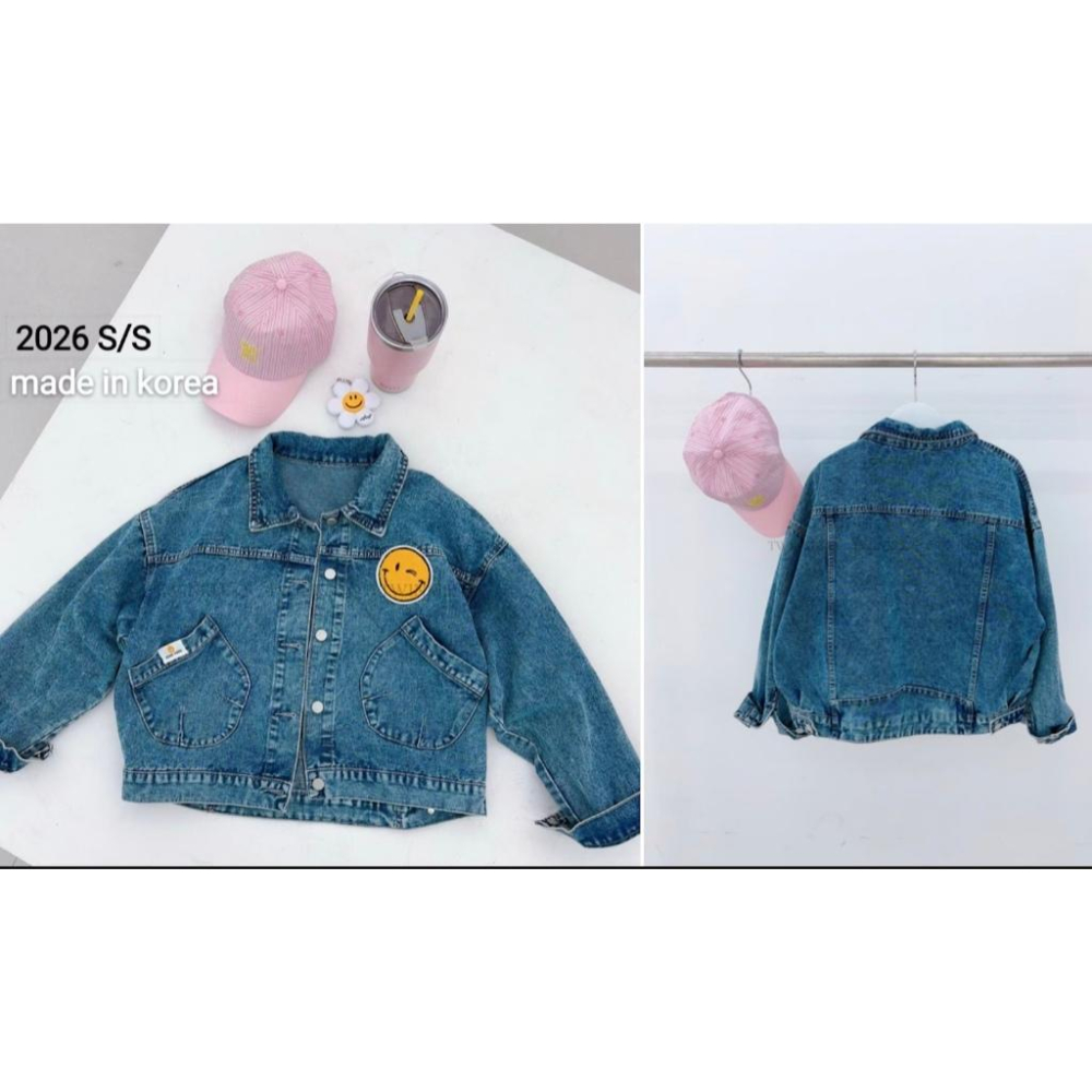 🎀TwinkleQ韓國代購BUY好物-預購✈️正韓🇰🇷 牛仔外套 笑臉 貼布 口袋 休閒外套 外套-細節圖5