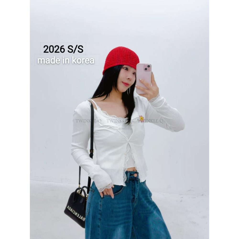 🎀TwinkleQ韓國代購BUY好物-預購✈️正韓🇰🇷 套裝 小外套 蕾絲 背心 兩件式 休閒 套裝-細節圖3
