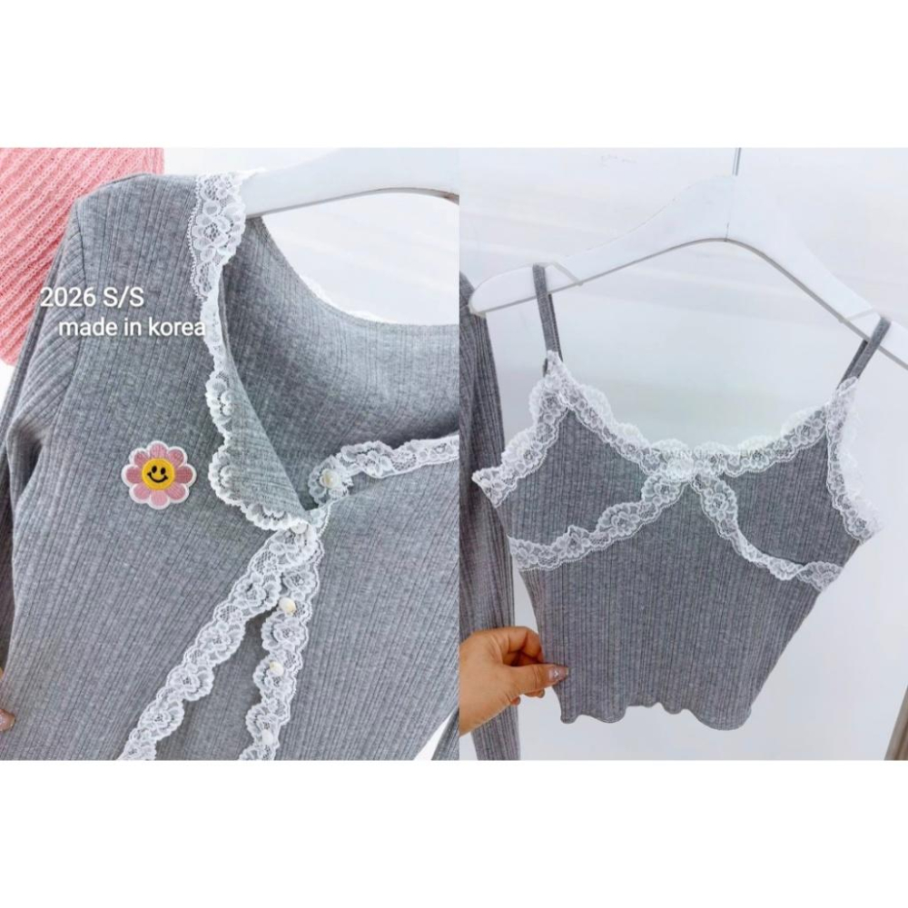🎀TwinkleQ韓國代購BUY好物-預購✈️正韓🇰🇷 套裝 小外套 蕾絲 背心 兩件式 休閒 套裝-細節圖7