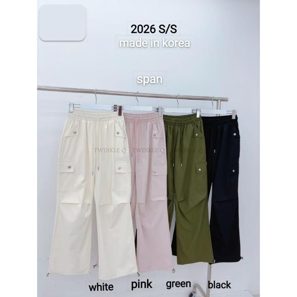 🎀TwinkleQ韓國代購BUY好物-預購✈️正韓🇰🇷 休閒長褲 素色 工裝褲 口袋 鬆緊 拉繩 寬鬆長褲 長褲-細節圖8