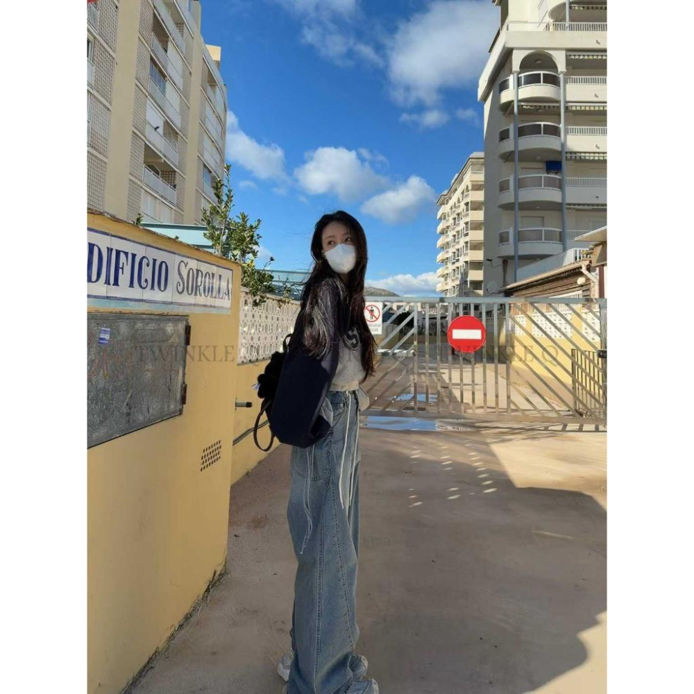 🎀TwinkleQ韓國代購BUY好物-預購✈️正韓🇰🇷 牛仔長褲 口袋 蝴蝶節 貼布 休閒 牛仔褲-細節圖2